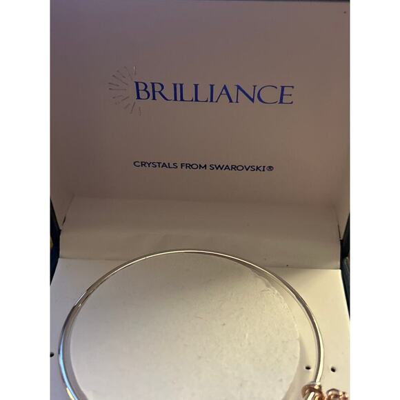 Nib- Brilliance Two-Tone "Love" Crystal Charm Bracelet - Picture 4 of 5